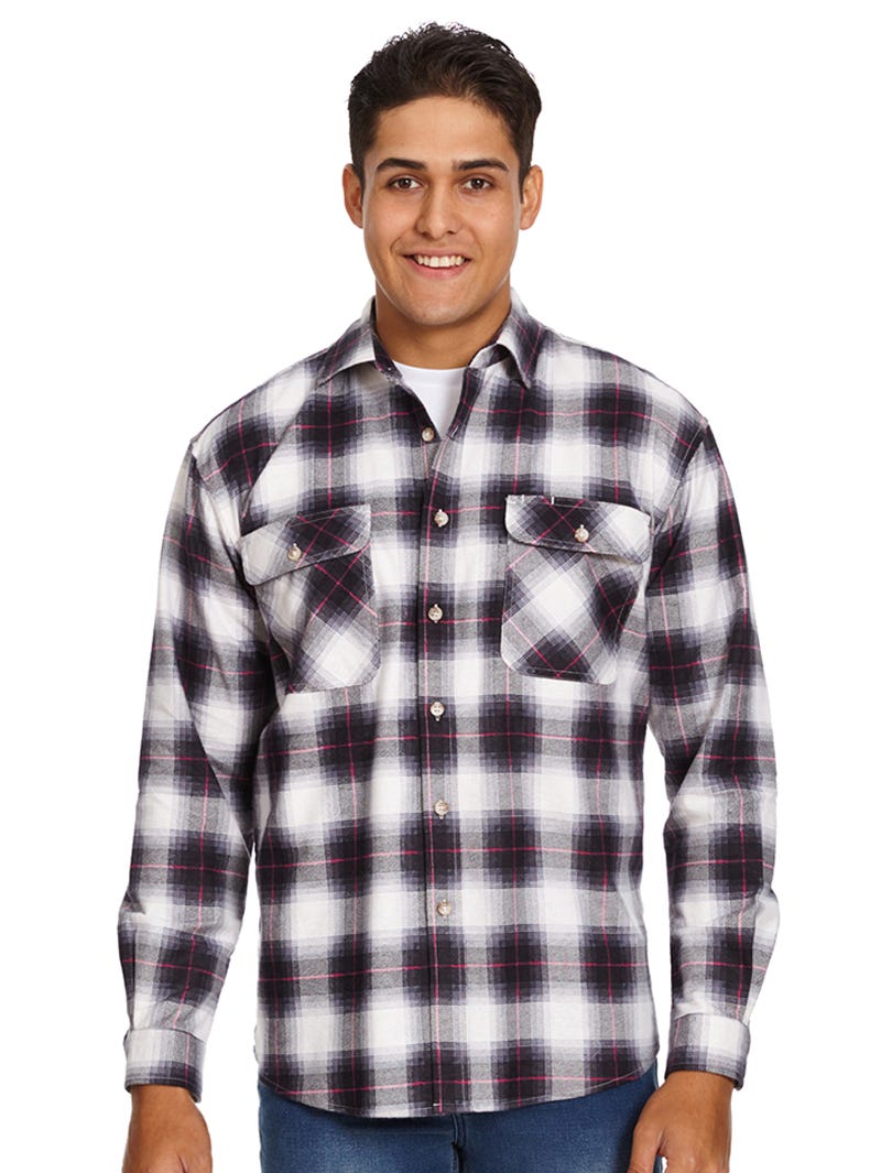 Lowes Black Pink Check Flannelette Shirt