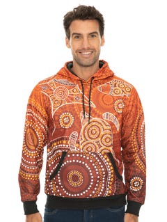 Gwiyaala Aboriginal Art Hoodie Orange