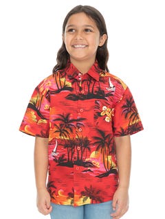 Lowes Kids Hawaiian Shirt Red Island