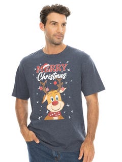 Lowes Mens Reindeer Merry Christmas T-shirt