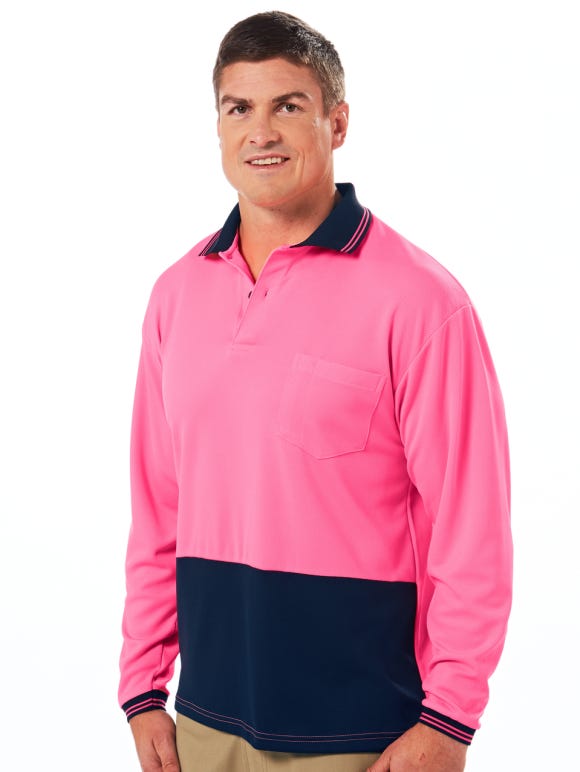 Lowes Hi Vis Pink Long Sleeve Polo