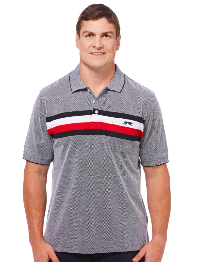 Cougars Navy Red Birdseye Stripe Polo Shirt New Zealand Lowes