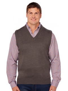 Lowes Grey Marle Jersey Knit V-neck Vest | Lowes | Knitwear | Lowes