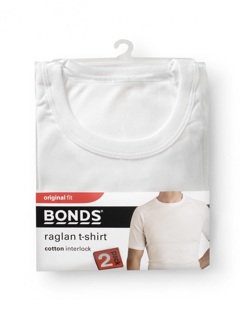 Bonds Raglan White T Shirt 2 Pack