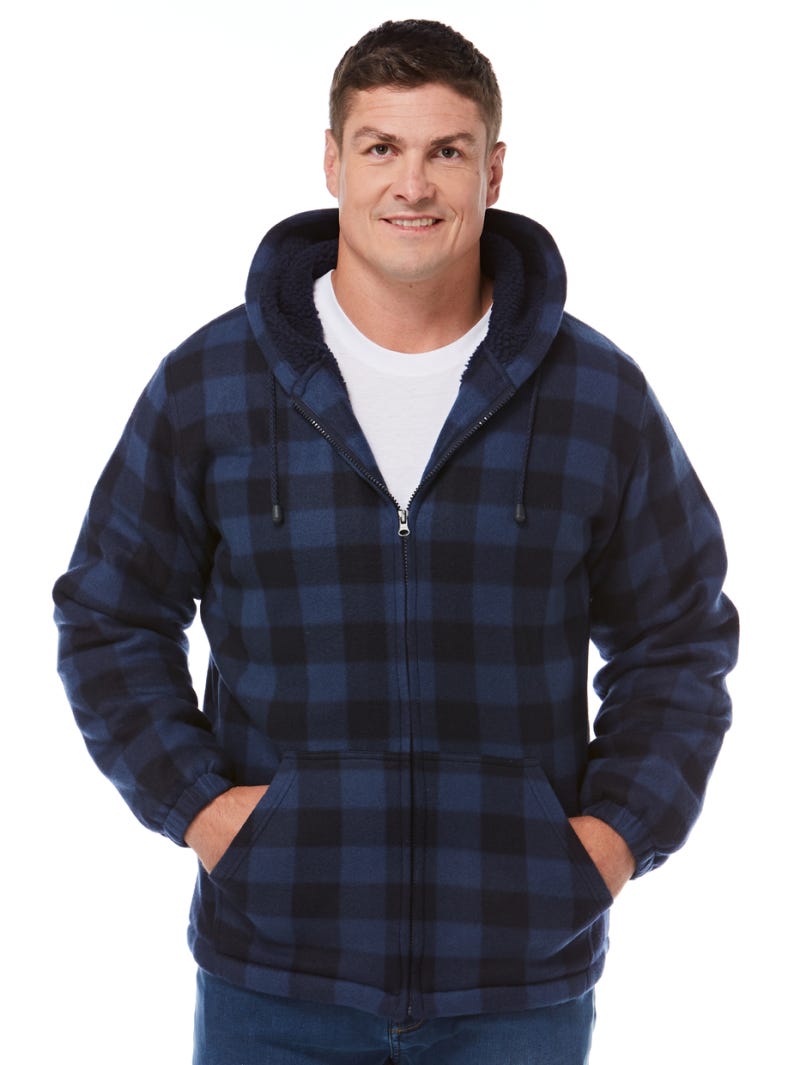 Lowes Denim Check Sherpa Hooded Jacket