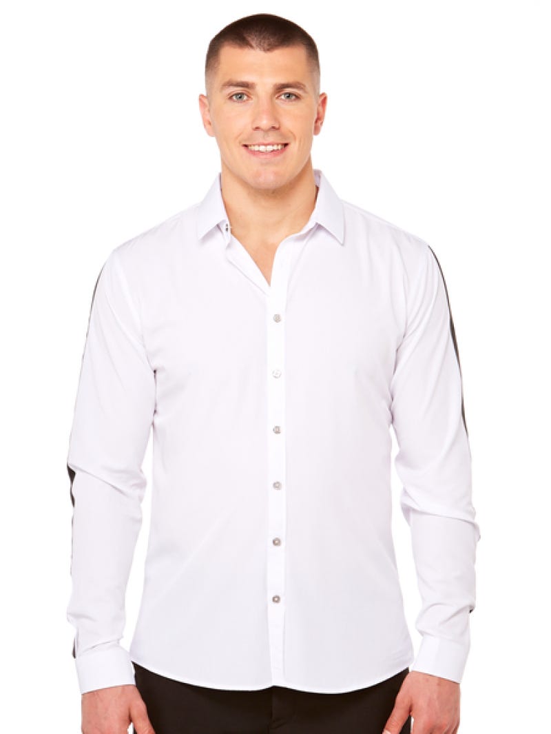 Concept Body Fit Black Ribbon White Shirt