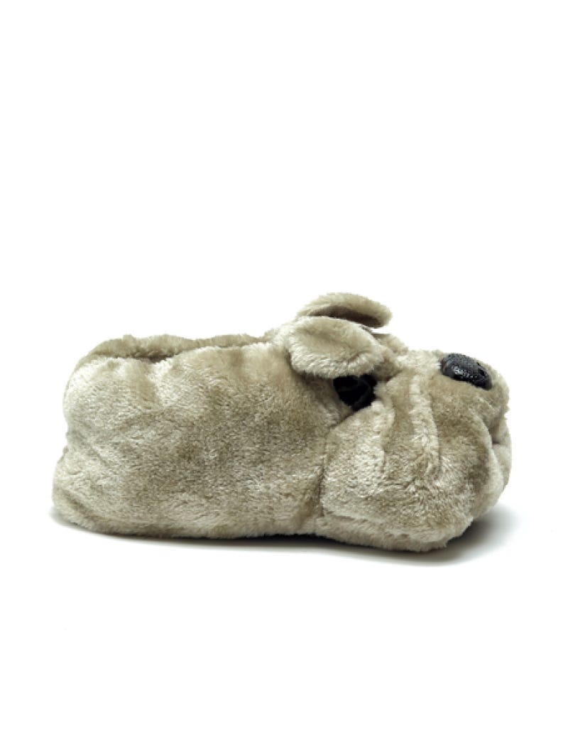 Lowes Grey Bulldog Character Plush Slipper