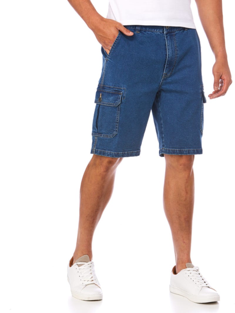 Traders Stonewash Denim Fixed Waist Cargo Shorts